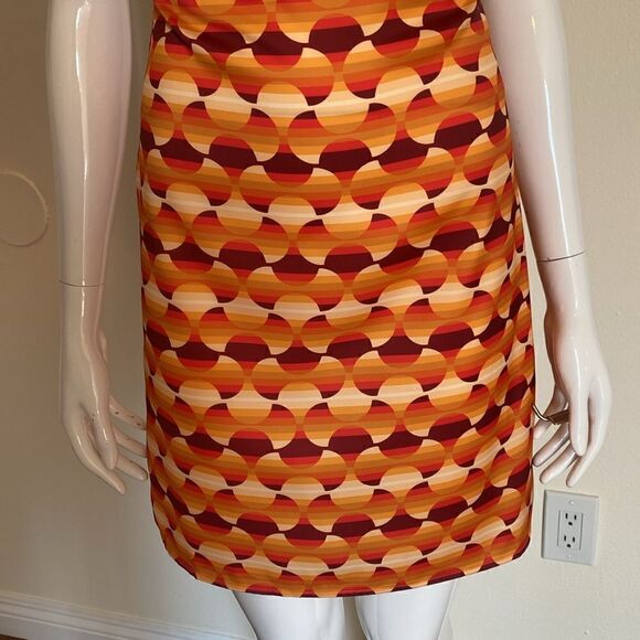 Urban Outfitters Orange & Red Geometric 70's Retro Mini Slip Dress Size XS - Picture 4 of 10